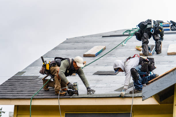 Professional Gutter Installation technician working in Fall Creek, WI